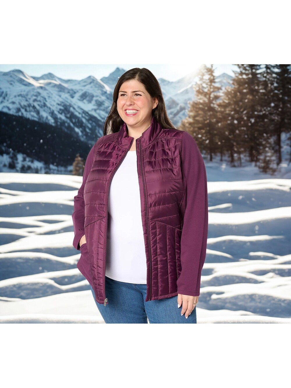 Sport Savvy Mixed Media Quilted Jacket Size XS